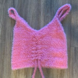 Fuzzy, trendy pink top with adjustable ruching on front! Wild Fable